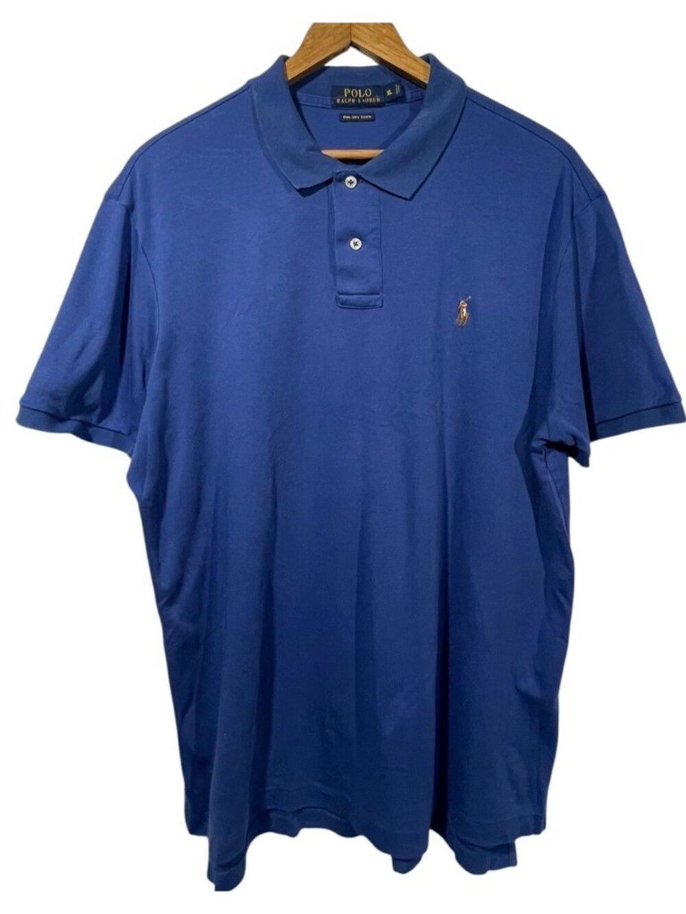 Polo Ralph Lauren Mens Pima Soft Touch Polo Shirt Blue Flesh Pony Sz XL Golf